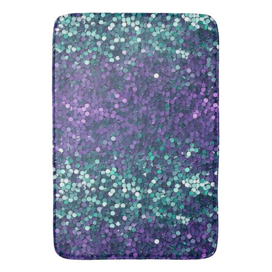 Girly Paarse Aqua Zeemeermin Sparkle Badmat (Voorkant Verticaal)