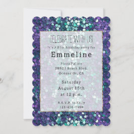 Girly Paarse Aqua Zeemeermin Sparkle Kaart