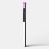 Girly Paarse Blue Glitter Stripe Case-Mate iPhone Case (Achterkant / Links)