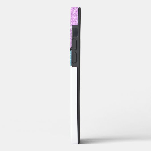 Girly Paarse Blue Glitter Stripe Case-Mate iPhone Case (Achterkant / Links)