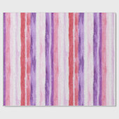 Girly Paarse Blush Roze Rode Strepen Cadeaupapier (Vlak)