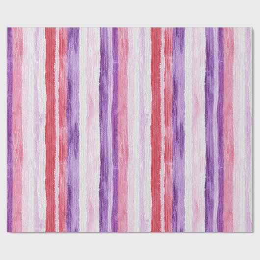 Girly Paarse Blush Roze Rode Strepen Cadeaupapier (Vlak)