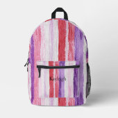 Girly Paarse Blush Roze Rode Strepen Kerst Bedrukte Rugzak (Voorkant)