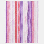 Girly Paarse Blush Roze Rode Strepen Kerst Fleece Deken (Voorkant)