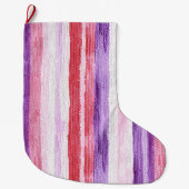 Girly Paarse Blush Roze Rode Strepen Kerst Grote Kerstsok (Voorkant)