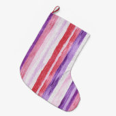 Girly Paarse Blush Roze Rode Strepen Kerst Grote Kerstsok (Voorkant (Hangend))
