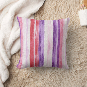 Girly Paarse Blush Roze Rode Strepen Kerst Kussen