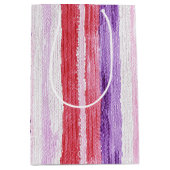 Girly Paarse Blush Roze Rode Strepen Kerst Medium Cadeauzakje (Voorkant)