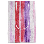 Girly Paarse Blush Roze Rode Strepen Kerst Medium Cadeauzakje (Achterkant)