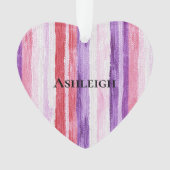 Girly Paarse Blush Roze Rode Strepen Kerst Ornament (voorkant)