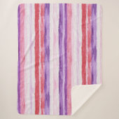 Girly Paarse Blush Roze Rode Strepen Kerst Sherpa Deken (Voorkant)