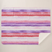 Girly Paarse Blush Roze Rode Strepen Kerst Sherpa Deken (Voorkant (horizontaal))