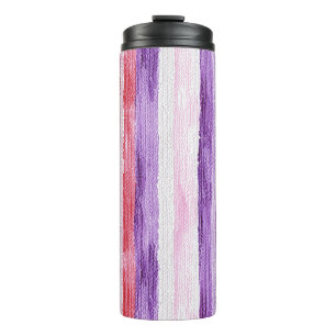 Girly Paarse Blush Roze Rode Strepen Kerst Thermosbeker