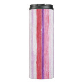 Girly Paarse Blush Roze Rode Strepen Kerst Thermosbeker (Achterkant)