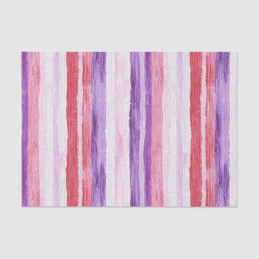 Girly Paarse Blush Roze Rode Strepen Kerst Tissuepapier (Voorkant)