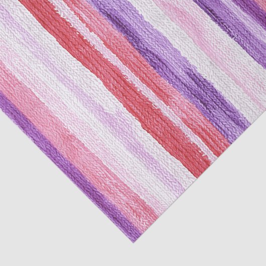 Girly Paarse Blush Roze Rode Strepen Kerst Tissuepapier (Detail)