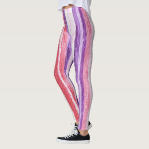 Girly Paarse Blush Roze Rode Strepen Leggings
