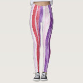 Girly Paarse Blush Roze Rode Strepen Leggings (Voorkant)
