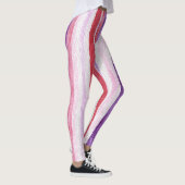 Girly Paarse Blush Roze Rode Strepen Leggings (Rechts)