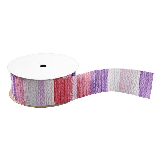 Girly Paarse Blush Roze Rode Strepen Verjaardag Grosgrain Lint (Spoel)
