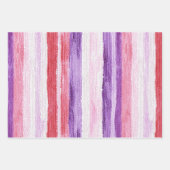Girly Paarse Blush Roze Rode Strepen Verjaardag Inpakpapier Vel (Voorkant)