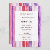 Girly Paarse Blush Roze Rode Strepen Verjaardag Kaart (Voorkant / Achterkant)