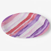 Girly Paarse Blush Roze Rode Strepen Verjaardag Papieren Bordje (Gekanteld)