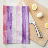 Girly Paarse Blush Roze Rode Strepen Vrijgezellenf Theedoek (Quarter Fold)