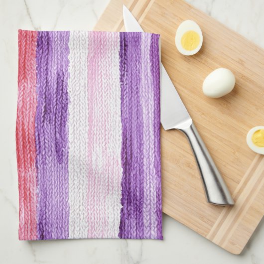 Girly Paarse Blush Roze Rode Strepen Vrijgezellenf Theedoek (Quarter Fold)