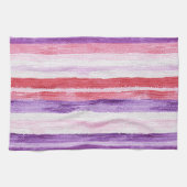 Girly Paarse Blush Roze Rode Strepen Vrijgezellenf Theedoek (Horizontaal)