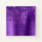 Girly Paarse Dripping Glitter Brush Metal Sketch Notitieboek (Achterkant)