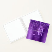 Girly Paarse Dripping Glitter Brush Metal Sketch Notitieboek (Binnen)