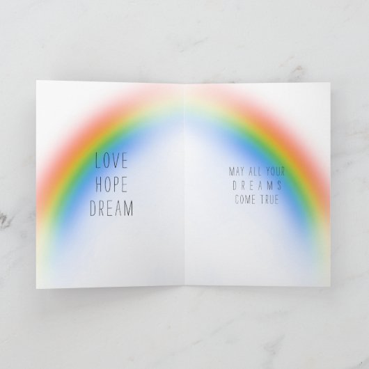 Girly Paarse Eenhoorn Regenboog gepersonaliseerde  Kaart (Binnen)