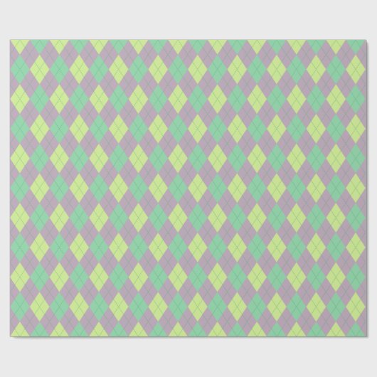 Girly Paarse en Groene Argyle Patroon Kinder Cadeaupapier (Vlak)