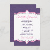 Girly Paarse en roze afstudeerfeest Kaart (Voorkant / Achterkant)