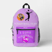 Girly Paarse Foto Volleybaltas gepersonaliseerd Bedrukte Rugzak (Voorkant)