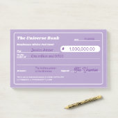 Girly Paarse Geld Manifestatie Check Post-it® Notes (Op bureau)