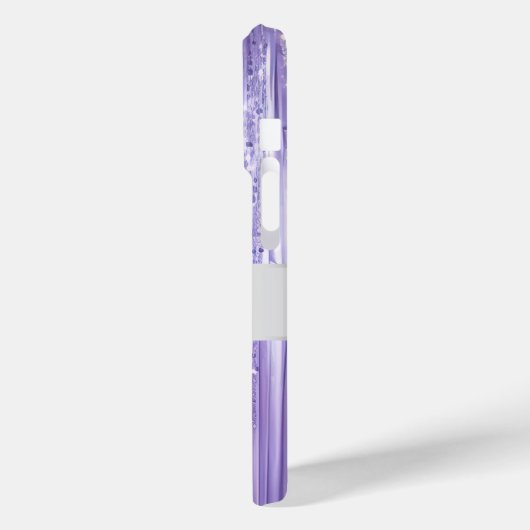 Girly Paarse Glam Glitzy Tinsel Stripes Case-Mate iPhone Case (Achterkant / Links)