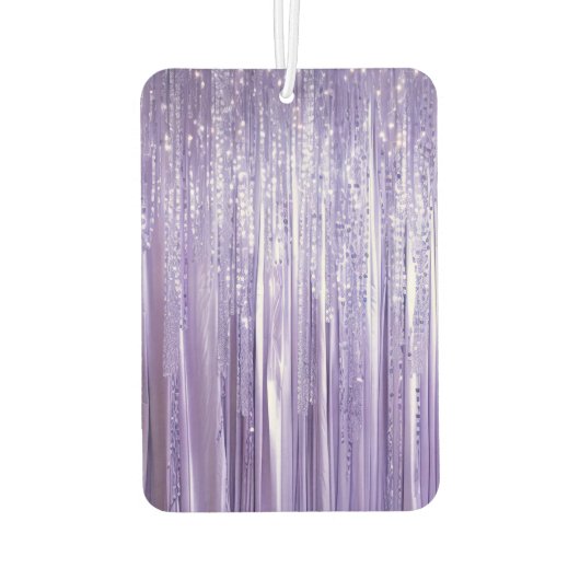 Girly Paarse Glam Glitzy Tinsel Stripes Luchtverfrisser (Achterkant)