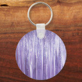 Girly Paarse Glam Glitzy Tinsel Stripes Sleutelhanger (Achterkant)