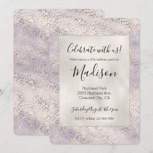 Girly Paarse Glam Gold Leopard Print Waterverf Kaart