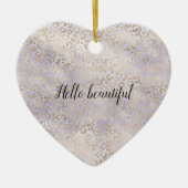 Girly Paarse Glam Gold Leopard Print Waterverf Keramisch Ornament (Voorkant)