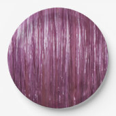 Girly Paarse Glam Tinsel Stripes Papieren Bordje (Voorkant)