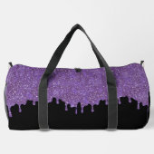 Girly Paarse Glitter Drips Zwart Groot Plunjezak (Achterkant)