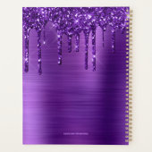 Girly Paarse Glitter Geborsteld Metaal 2024 Planner (Achterkant)
