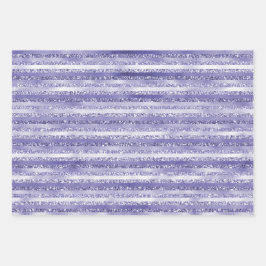 Girly Paarse Glitter Glam Stripes Inpakpapier Vel