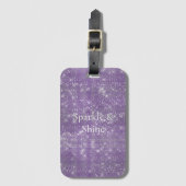 Girly Paarse Glitzy Sparkle Bagagelabel (Voorkant (verticaal))