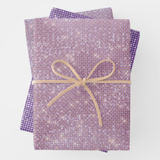 Girly Paarse Glitzy Sparkle Inpakpapier Vel (In situ)