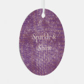 Girly Paarse Glitzy Sparkle Metalen Ornament (Voorkant Rechts)