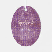 Girly Paarse Glitzy Sparkle Metalen Ornament (Voorkant links)